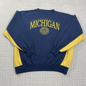 Vintage 90s Michigan Wolverines Sz XL University College Color Block Sweatshirt